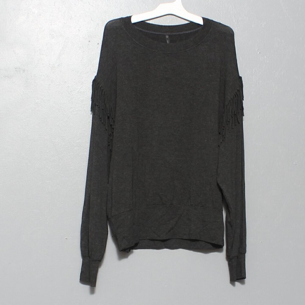 Revolve Riller & Fount Marty Gray Fringe Sweater Women's Small Long Sleeve Top